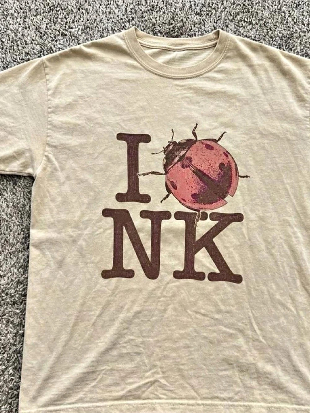 Beetle Graphic Short Sleeve Tee in Cream & Brown